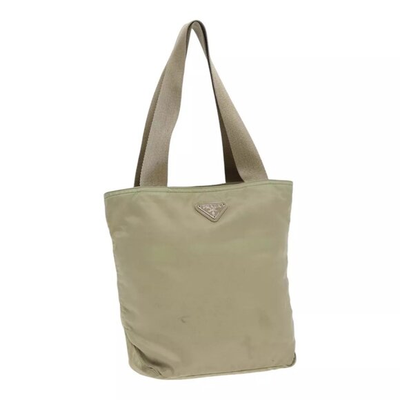 PRADA Tote Bag Nylon Beige Silver Auth bs17670 - Picture 1 of 16